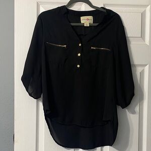 Apt. 9 Black Blouse with Gold Accents